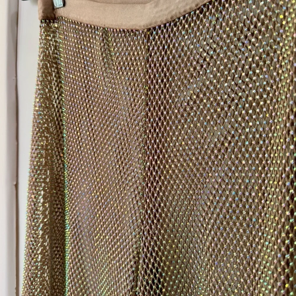Free People Intimately Filter Finish Rhinestone Long Sheer Shorts Tan XS